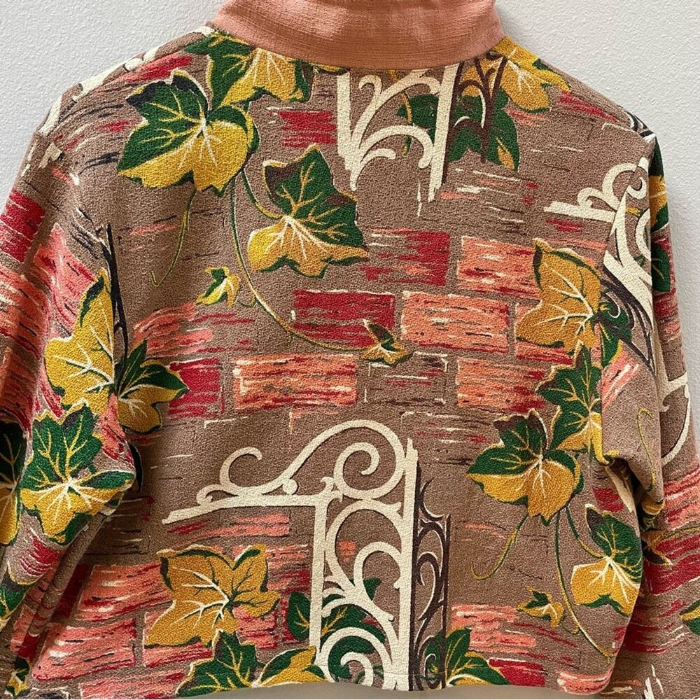 Vintage 60's 70's Unique Cropped Brown Floral Tapestry Jacket, Women's Small - Picture 4 of 9